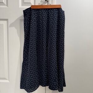 LOFT Navy Polka Dot Skirt